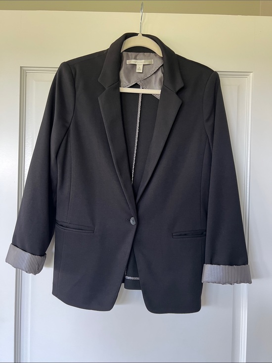 LC Lauren Conrad Jackets & Blazers - LC Lauren Conrad Black Single-Button Blazer with Pinstripe Lining